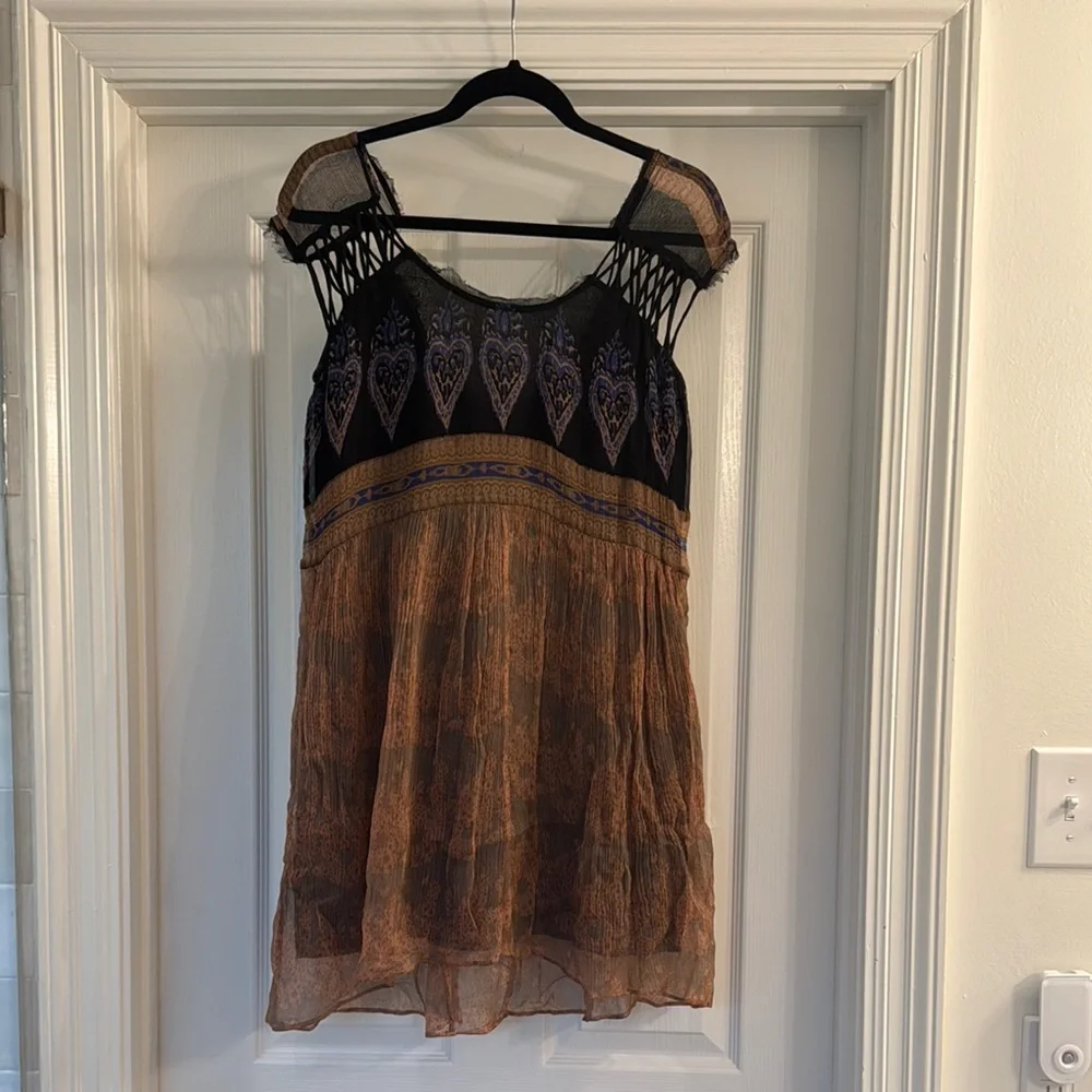 Free People Bohemian Black and Brown Dress - Picture 1 of 3